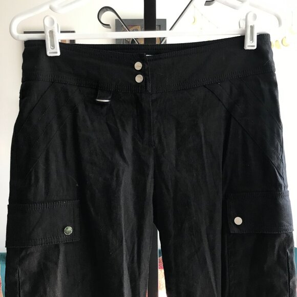 CACHE size 2 Black Y2K Cropped Indie Sleeze Capri Cargo Pants - Picture 2 of 5